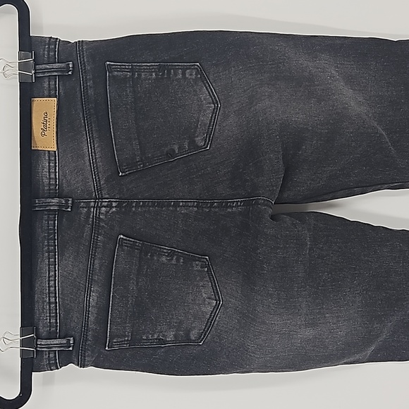 Platino Womens/Juniors Colombian Classic Skinny Fringed Hem Black Denim Jeans 3 - Picture 6 of 7